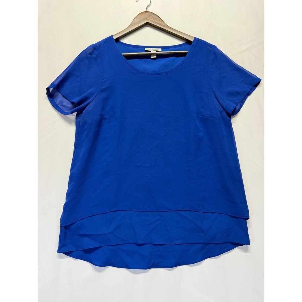 Dana Buchman Blouse Top Womens Medium Royal Blue Chiffon Double Layered Party